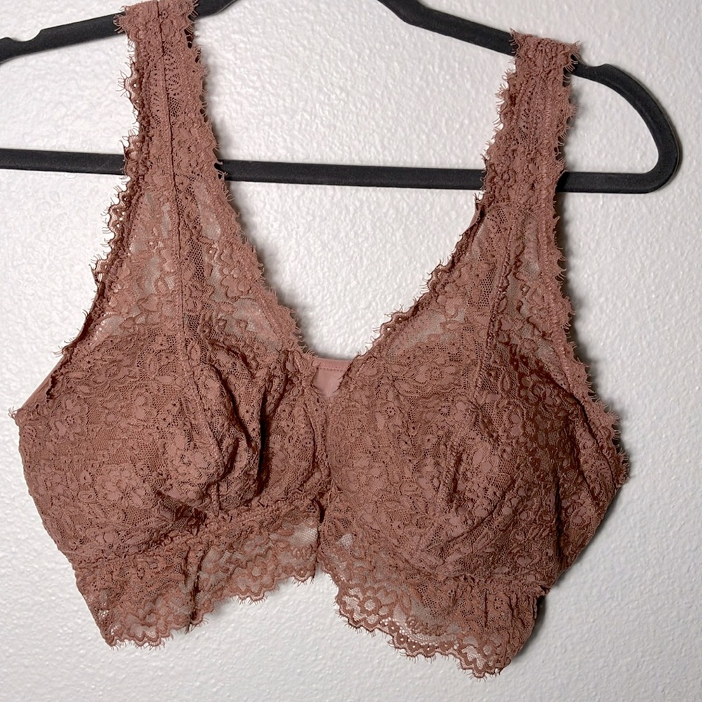 Aerie lace bralette‎ padded L stretch comfort no underwire mauve intimate sexy